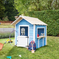 HOME DELUXE - Spielhaus - DER GROßE PALAST blau - 118 x 138 x 132 cm - ohne Bank - inkl. Montagematerial I Gartenhaus Holzhaus Kinderhaus Spielhaus Kinderspielhaus Gartenhaus Kinderhaus