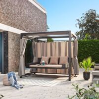 HOME DELUXE - Pavillon Gartenliege PROVENCE Ausstattung Ohne Regenabdeckung Gartenliege Hängeschaukel Polyrattan Sonnenliege