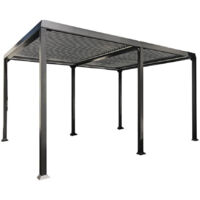 HOME DELUXE - Lamellenpavillon - CANNES, Maße: 400 x 303 x 223 cm, inkl. Handkurbel, Gestell: Aluminium I Terrassenüberdachung Pergola Sonnenschutz Lamellendach Pavillon Pergola Aluminium