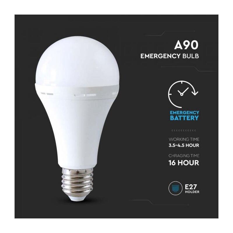 Lampadina Led di Emergenza E27 A70 a bulbo 9W Anti Black-Out Bianco caldo  3000K V-TAC 