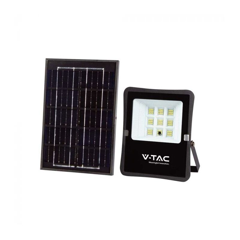 V-TAC VT-55050 Faro LED 400lm alimentato a pannello solare 6W fotovoltaico  batteria con Telecomando luce bianco naturale 4000k sku 6965