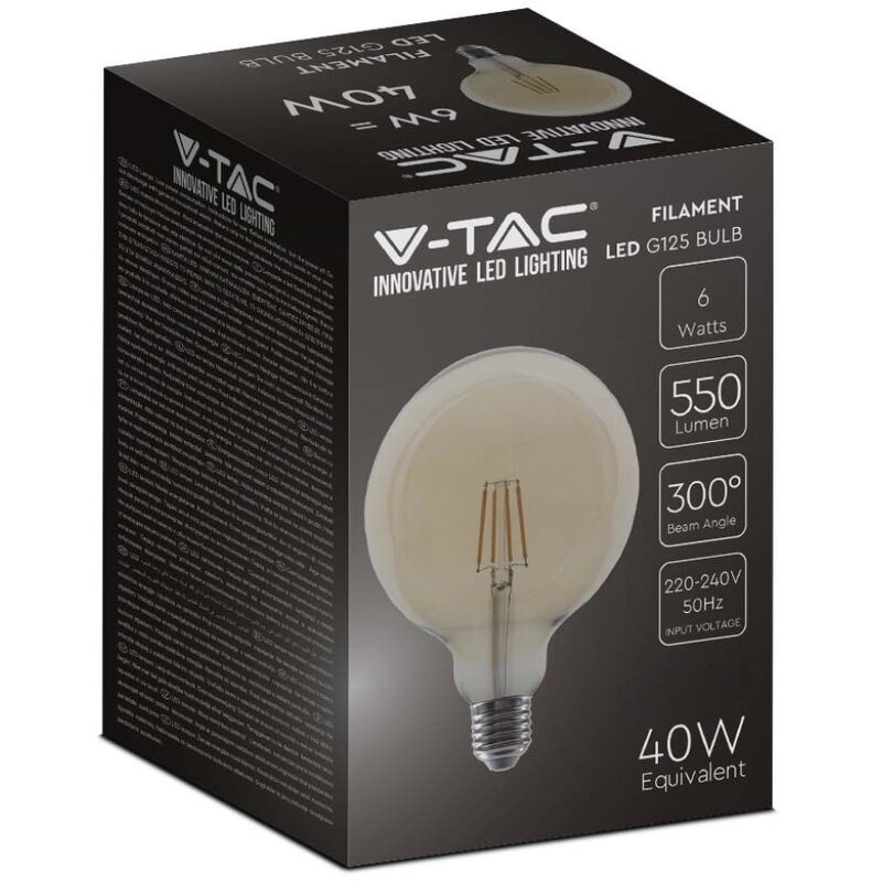 Lampadina Led G45 attacco E27 4W 360lm 2200K - Vetro ambrato