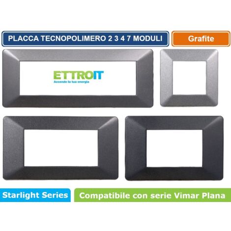 Placca compatibile Vimar Plana 7 moduli plastica colore acciaio scuro Ettroit EV83707 (1/5)