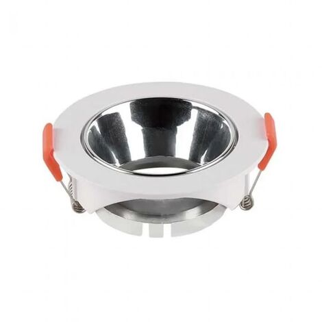 V-TAC VT-931 portafaretto led da incasso rotondo faretto GU10 colore bianco con riflettore cromato sku 6647