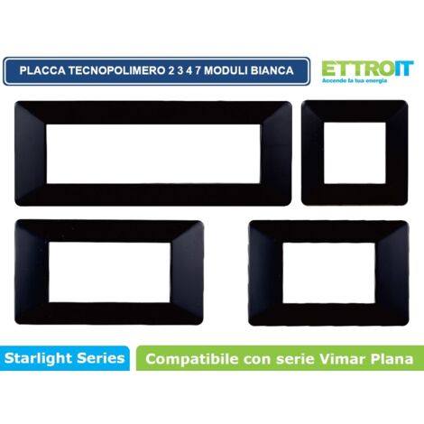 Placca compatibile Vimar Plana 4 moduli plastica colore nero Ettroit EV83402
