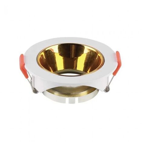 V-TAC VT-931 portafaretto led da incasso rotondo faretto GU10 colore bianco con riflettore oro dorato sku 6648