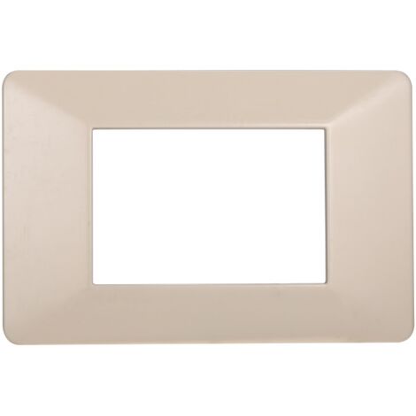 Placca compatibile Vimar Plana 3 moduli plastica colore sabbia Ettroit EV83309