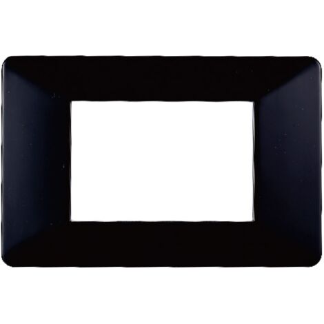 Placca compatibile Vimar Plana 3 moduli plastica colore nero Ettroit EV83302