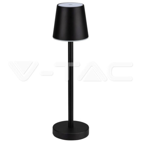 V-TAC Lampada LED da Tavolo 3W Colore Nero ricaricabile con Micro-USB Touch Dimmerabile 4000K