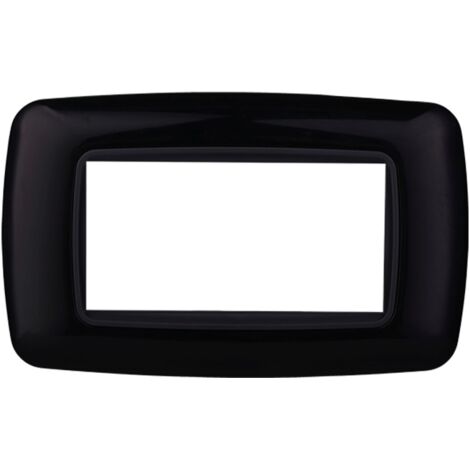 Ettroit placca compatibile Bticino Livinglight 4 moduli plastica bombata colore nero - LN88402