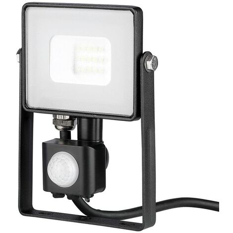 V-TAC PRO VT-10-S faro led 10W ultra slim nero con sensore PIR bianco naturale 4000K IP65 - SKU 437 (1/10)