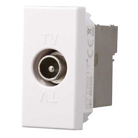 Presa Tv diretta connettore maschio compatibile Bticino Axolute colore bianco Ettroit AB2250
