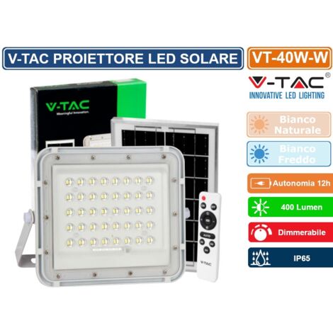 V-TAC Faro LED con Telecomando e Pannello Solare 6W Bianco Naturale IP65