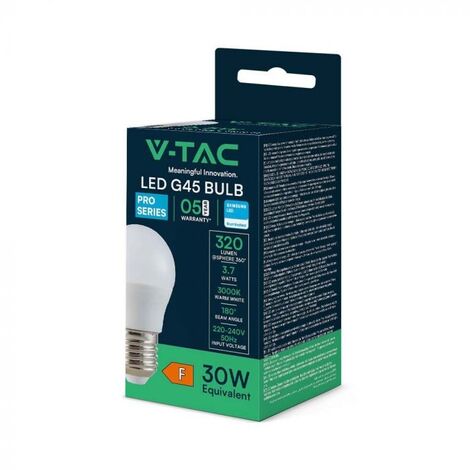 V-TAC PRO VT-1812 Lampadina LED E27 goccia G45 3.7W SMD chip samsung bianco freddo 6500K sku 8047