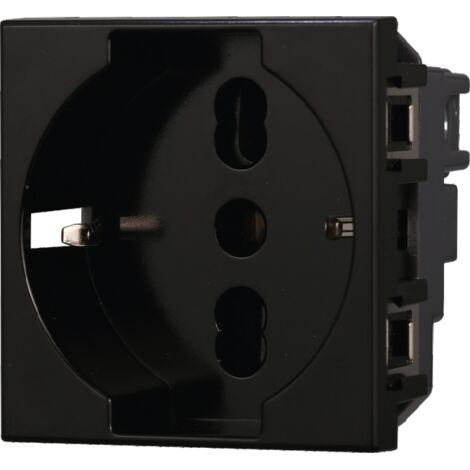 Presa schuko compatibile Bticino Axolute 2P+T 10/16A 250V colore nero Ettroit AN2102