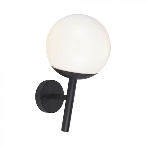 V-TAC VT-1224  Portalampada E27 sfera Opale lampada obliqua applique da giardino colore Nero 200mm IP44 - 11824 (1/5)