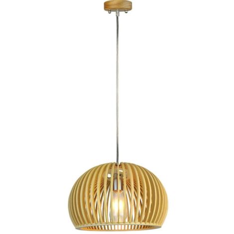 V-TAC VT-3200 Lampadario led portalampada E27 pendente finitura in legno orientale rotondo 330220mm - 40531 (1/5)