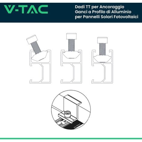 V Tac Dadi Tt Ancoraggio Ganci A Profilo Pannello Solare