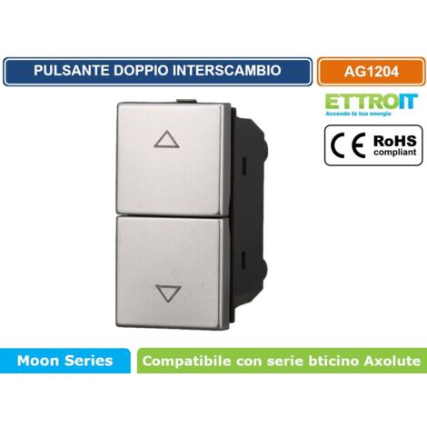 ETTROIT AG1204 Interruttore Doppio Interbloccato saliscendi tapparella 10A Colore Grigio Compatibile Bticino Axolute
