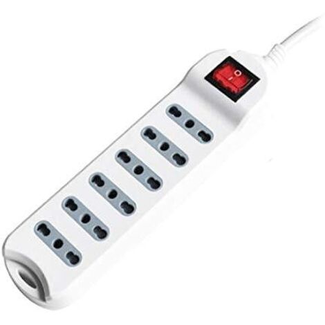 V-tac multipresa con interruttore luminoso 6 prese 10/16a bipasso con attaco a parete colore bianco 8742