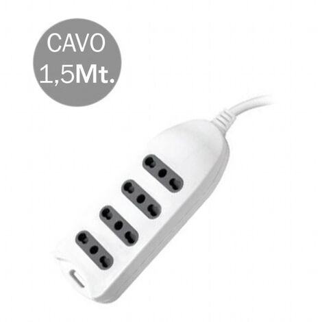 V-tac multipresa 4 prese bipasso 10/16a con attacco a parete colore bianco 8707