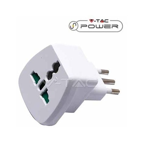 V-TAC Adattatore singolo universale spina 10A 2P+T standard italiano bianco - sku 8747