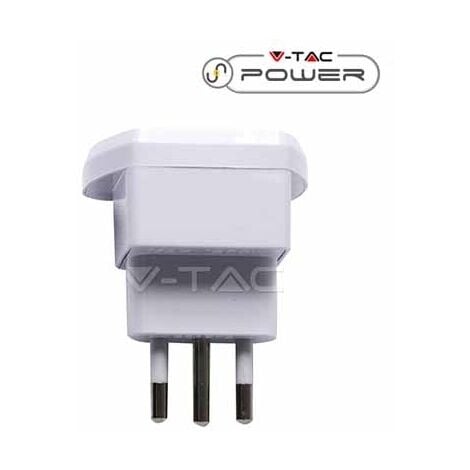 V-TAC Adattatore singolo universale spina 10A 2P+T standard italiano bianco - sku 8747