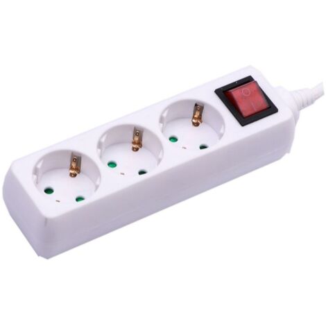 V-TAC VT-1113-5 Multipresa ciabatta 3 posti EU standard 16A cavo 5mt interruttore luminoso - sku 8763