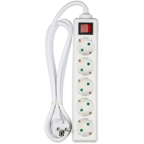 V-TAC VT-1115 Multipresa ciabatta 5 posti EU standard 16A cavo 1,5mt interruttore luminoso - sku 8766