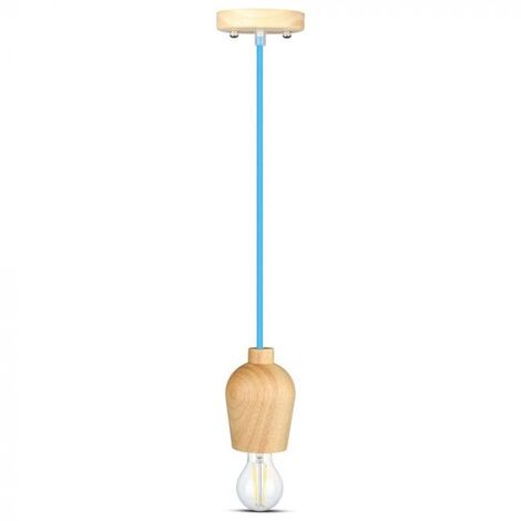 V-TAC VT-7778-BL Lampadario portalampada led in legno Noce + Cavo blu 1 metro - 3722 (1/5)