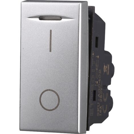 ETTROIT AG0402 Interruttore 0-1 Bipolare 16A Colore Grigio Compatibile Con Bticino Axolute