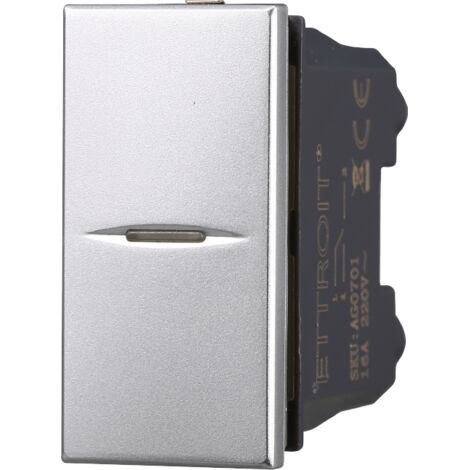 ETTROIT AG0601 Pulsante Assiale 1P 16A Unipolare Grigio Compatibile Con Bticino AxoluTE