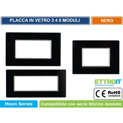 ETTROIT AN84602 Placca In Vetro Serie Moon 6P Colore Nero Compatibile Con Bticino Axolute (1/4)