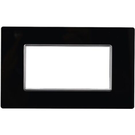 ETTROIT AN84402 Placca 4P Vetro Serie Moon Colore Nero Compatibile Con Bticino Axolute (1/5)