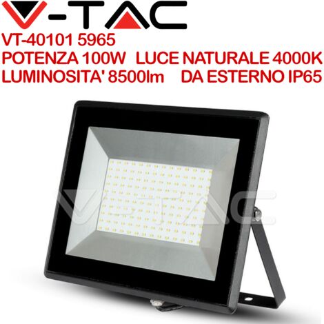 V-TAC VT-40101 faro led smd 100W bianco naturale 4000K E-Series ultra slim nero IP65 - SKU 5965