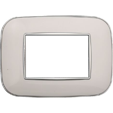 Placca compatibile Bticino Axolute 3 moduli plastica colore bianco Orbis serie Moon Ettroit AN91301