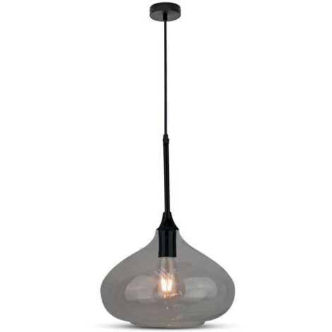 V-TAC VT-7281 Lampadario led a goccia in Vetro 1MT Ф285mm finitura lucida nero con portalampada E27 (1/5)