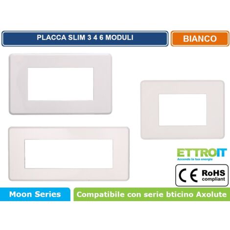 ETTROIT AN87601 Placca Slim Sottile 6P Serie Moon Colore Bianco Compatibile Con Bticino Axolute Air (1/4)