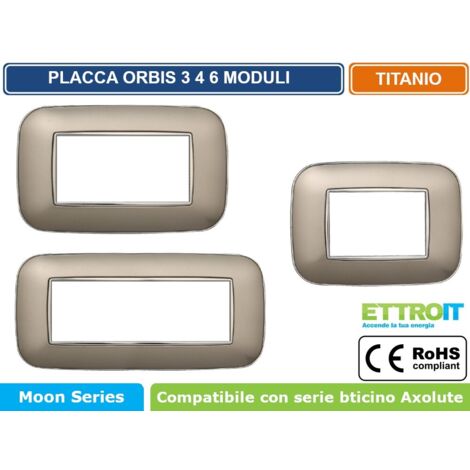 Placca compatibile Bticino Axolute 3 moduli plastica colore titanio Orbis serie Moon Ettroit AN91308