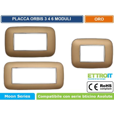 Placca compatibile Bticino Axolute 4 moduli plastica colore oro Orbis serie Moon Ettroit AN91411