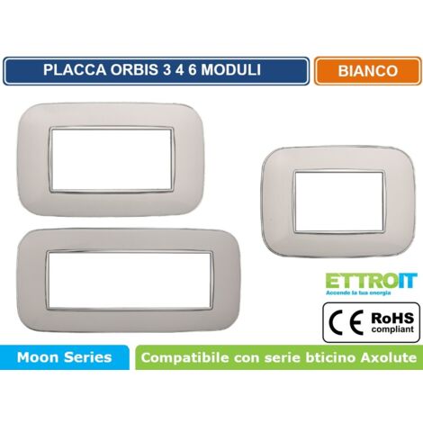 Placca compatibile Bticino Axolute 6 moduli plastica colore bianco Orbis serie Moon Ettroit AN91601