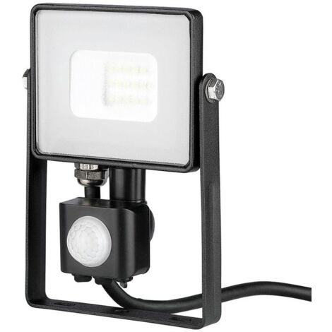 V-TAC PRO VT-10-S faro led 10W ultra slim nero con sensore PIR bianco caldo 300K IP65 - SKU 436