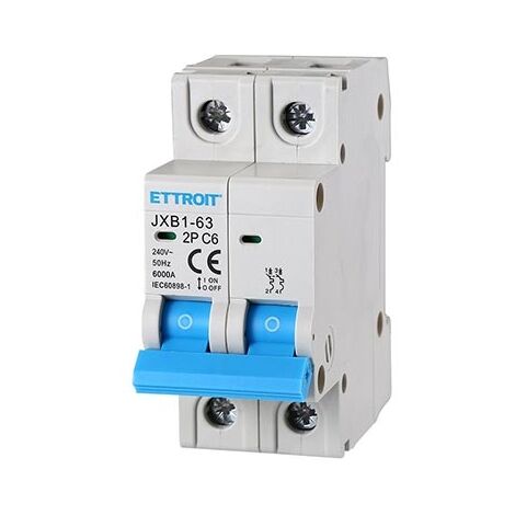 ETTROIT Interruttore magnetotermico automatico 2P 6A 220V 2 Moduli DIN - JX120660