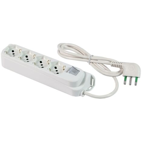 Multipresa con prese bipasso 4 schuko spina a squadra italiana 2P+T 16A cavo 1.5m Fanton 47420 (1/4)