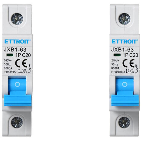 Interruttore magnetotermico automatico 1P 20A 220V 1 Moduli DIN Ettroit JXB1-63-1P-20A