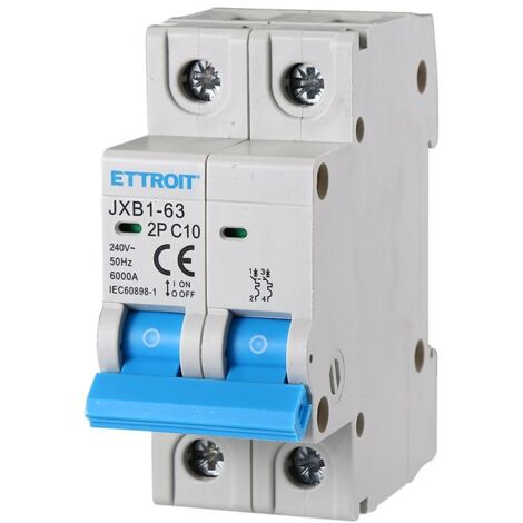 ETTROIT Interruttore magnetotermico automatico 2P 10A 6kA 220V 2 Moduli DIN JX121060