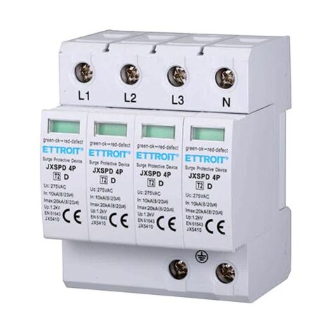 Scaricatore di sovratensione 220V Tipo T2 4 Poli 275V 10kA-20kA Occupa 4 Moduli DIN Ettroit JX5410