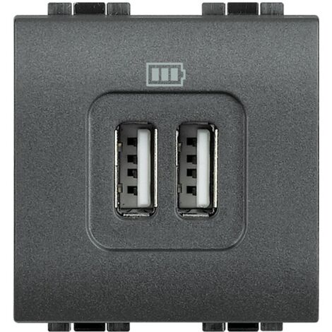 Bticino L4285C2 LL - caricatore rapido USB 2 prese  antracite Living light 2 moduli