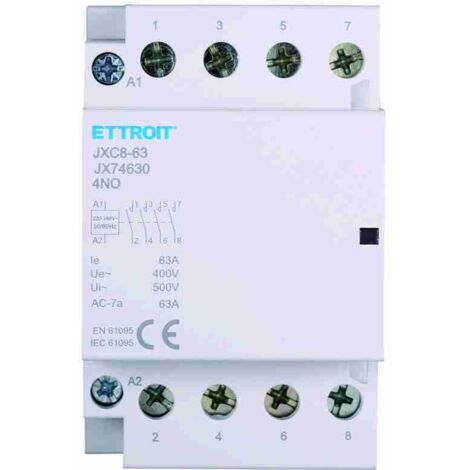 ETTROIT Contattore Modulare DIN AC 4P 220V 63A 4 Contatti NO - JX74630 (1/5)