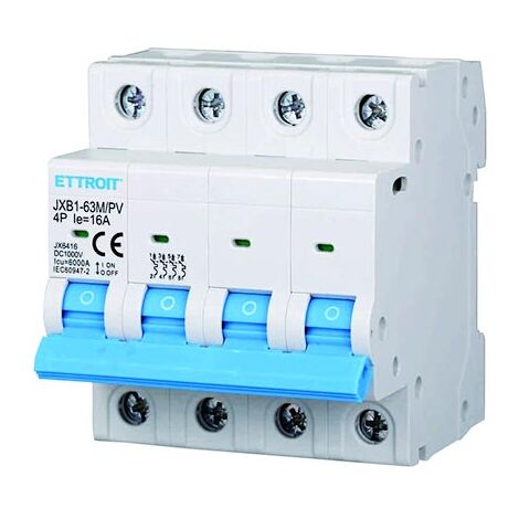 Interruttore Magnetotermico Fotovoltaico 4P DC 1000V 16A 6kA Occupa 4 Moduli DIN Ettroit JX6416 (1/3)